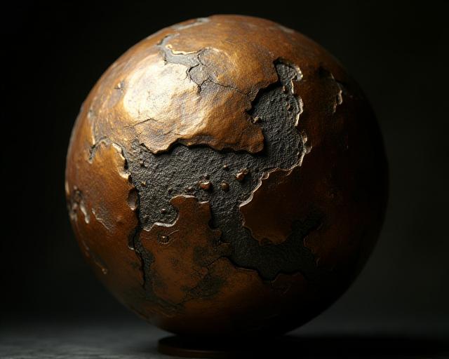 Detailed planetary sculpture in bronze